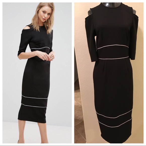 Alter TALL Cold Shoulder Dress With Piping Detail - Picture 1 of 8